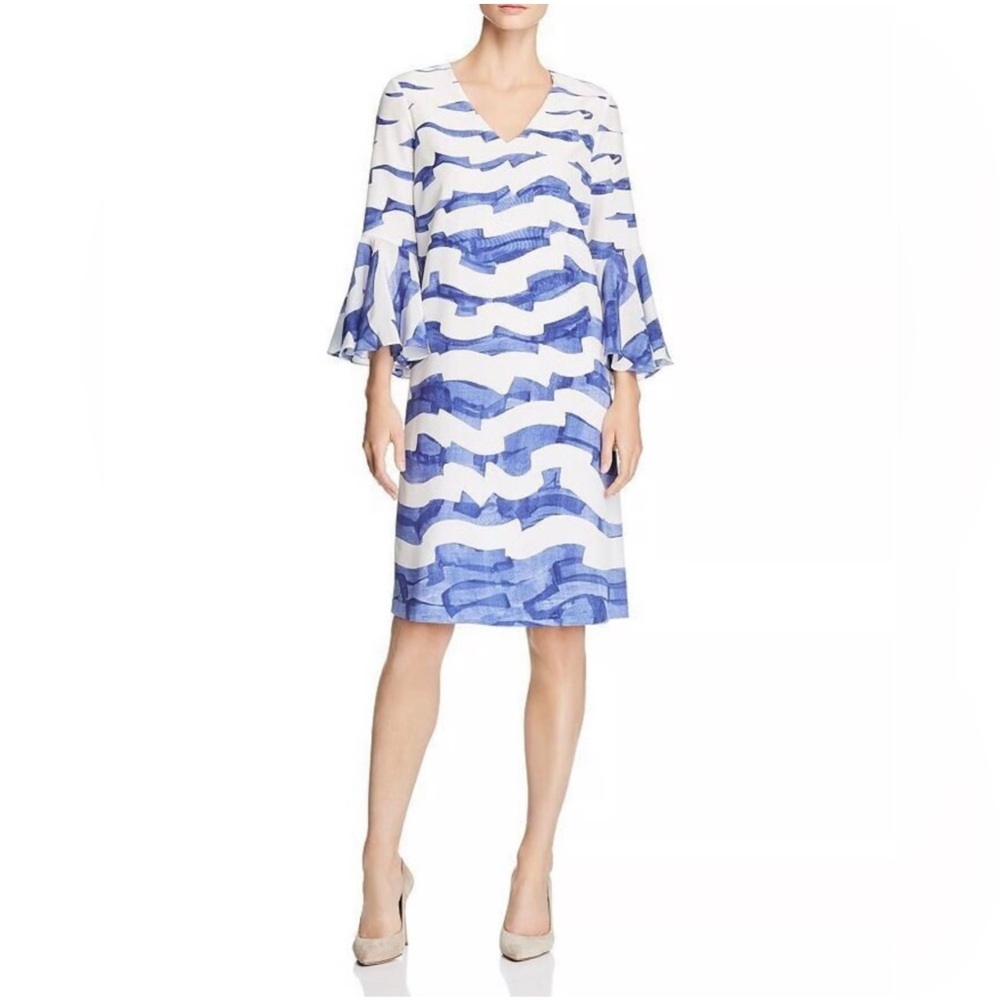 Lafayette 148 Blue and White Patterned Dress